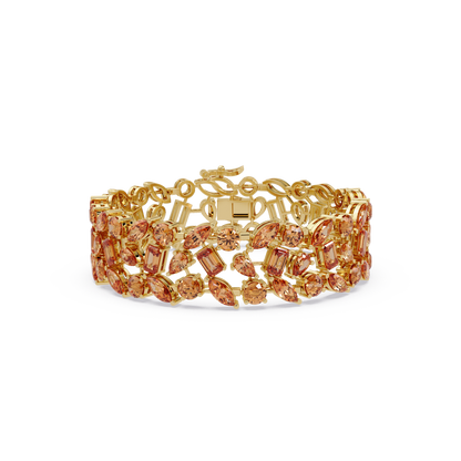 Mixed-shape champagne topaz colorstone tennis bracelet in yellow gold