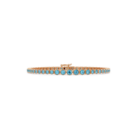 Graduated round aquamarine blue colorstone tennis bracelet in rose gold