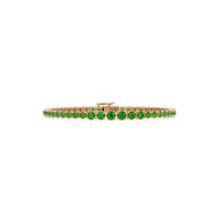 Graduated round emerald green colorstone tennis bracelet in rose gold