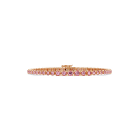 Graduated round tourmaline pink colorstone tennis bracelet in rose gold