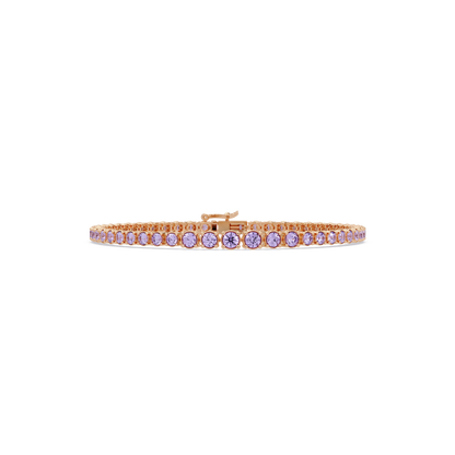 Graduated round amethyst purple colorstone tennis bracelet in rose gold
