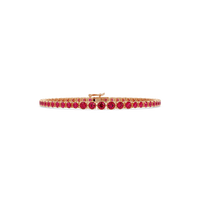 Graduated round ruby red colorstone tennis bracelet in rose gold