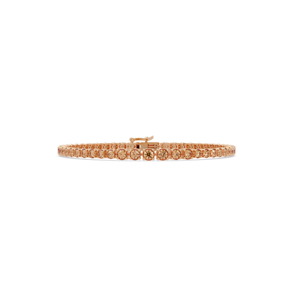 Graduated round champagne topaz colorstone tennis bracelet in rose gold