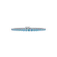 Graduated round aquamarine blue colorstone tennis bracelet in white gold