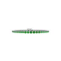 Graduated round emerald green colorstone tennis bracelet in white gold