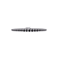 Graduated round onyx colorstone tennis bracelet in white gold
