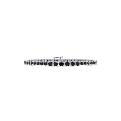 Graduated round onyx colorstone tennis bracelet in white gold