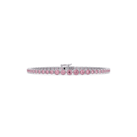 Graduated round tourmaline pink colorstone tennis bracelet in white gold