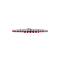 Graduated round ruby red colorstone tennis bracelet in white gold