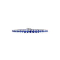Graduated round sapphire blue colorstone tennis bracelet in white gold