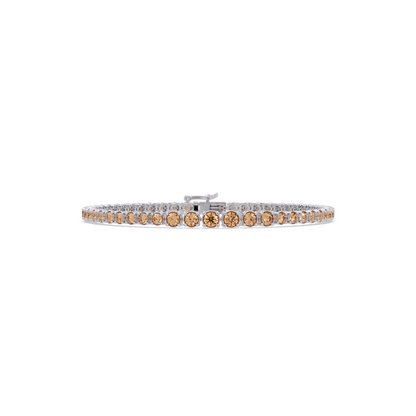 Graduated round champagne topaz colorstone tennis bracelet in white gold