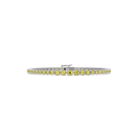 Graduated round citrine yellow colorstone tennis bracelet in white gold