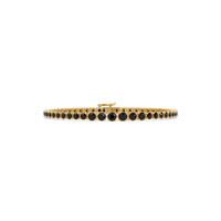 Graduated round onyx colorstone tennis bracelet in yellow gold