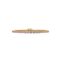 Graduated round amethyst purple colorstone tennis bracelet in yellow gold