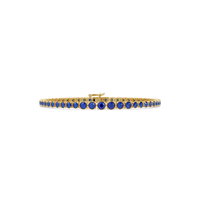 Graduated round sapphire blue colorstone tennis bracelet in yellow gold