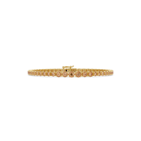 Graduated round champagne topaz colorstone tennis bracelet in yellow gold