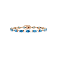Marquise aquamarine blue colorstone tennis bracelet in rose gold