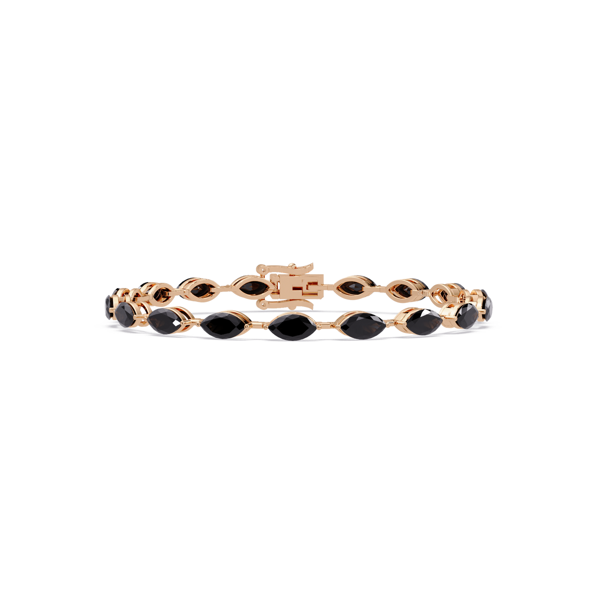 Marquise onyx colorstone tennis bracelet in rose gold