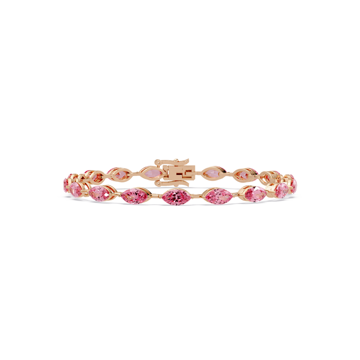 Marquise tourmaline pink colorstone tennis bracelet in rose gold