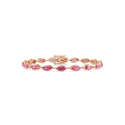 Marquise tourmaline pink colorstone tennis bracelet in rose gold
