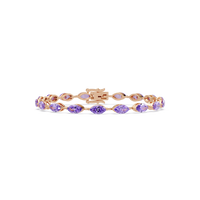 Marquise amethyst purple colorstone tennis bracelet in rose gold