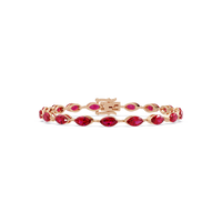 Marquise ruby red colorstone tennis bracelet in rose gold