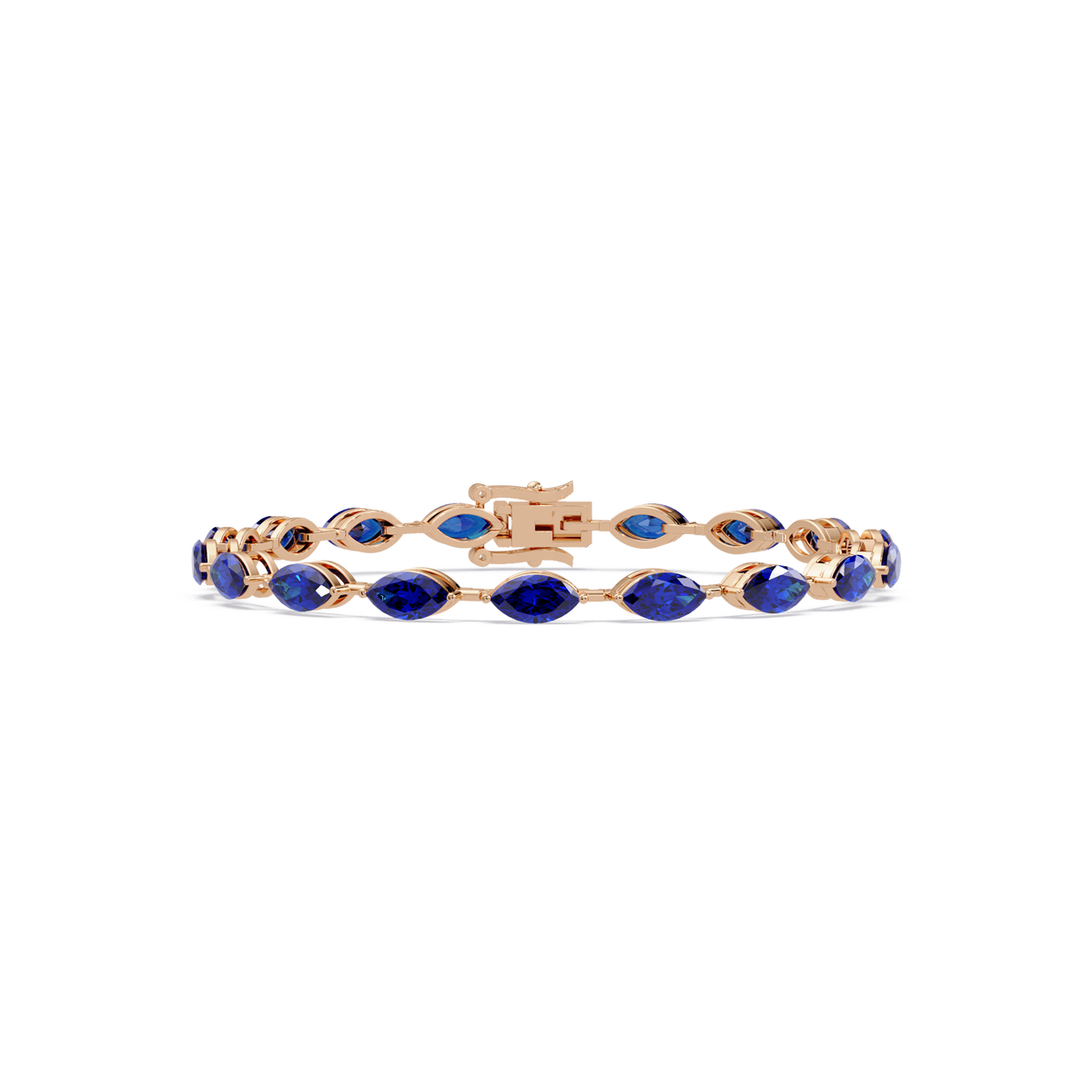 Marquise sapphire blue colorstone tennis bracelet in rose gold