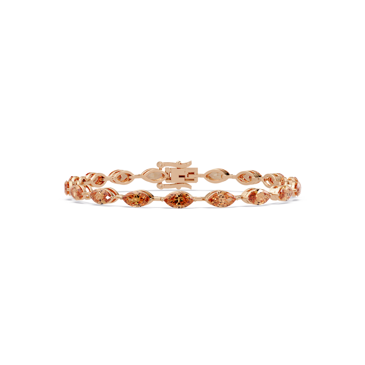 Marquise champagne topaz colorstone tennis bracelet in rose gold