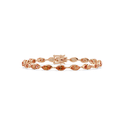 Marquise champagne topaz colorstone tennis bracelet in rose gold