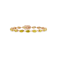 Marquise citrine yellow colorstone tennis bracelet in rose gold