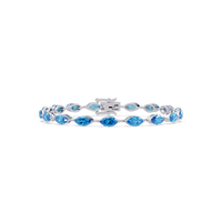 Marquise aquamarine blue colorstone tennis bracelet in white gold