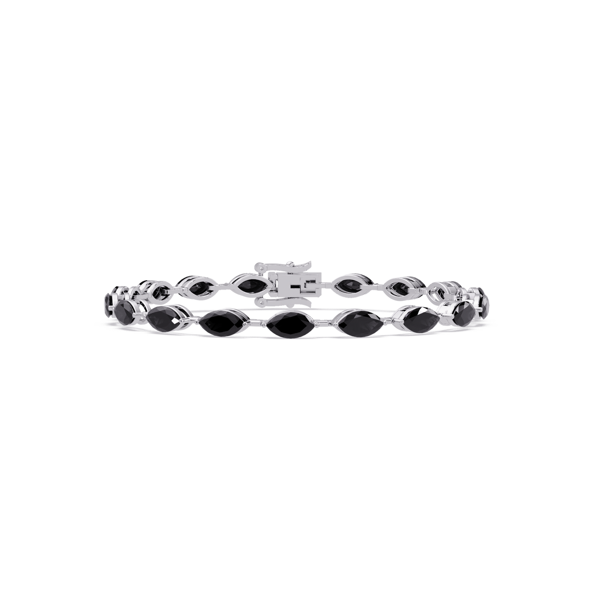 Marquise onyx colorstone tennis bracelet in white gold