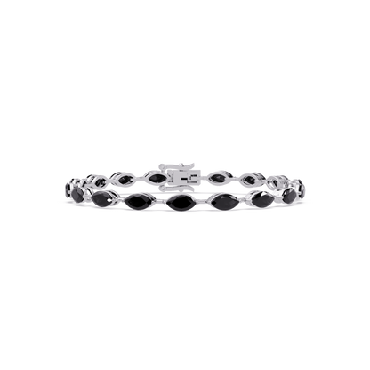 Marquise onyx colorstone tennis bracelet in white gold