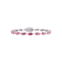 Marquise tourmaline pink colorstone tennis bracelet in white gold