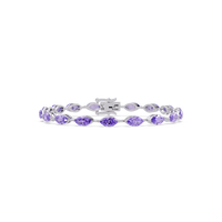 Marquise amethyst purple colorstone tennis bracelet in white gold
