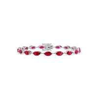 Marquise ruby red colorstone tennis bracelet in white gold
