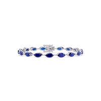 Marquise sapphire blue colorstone tennis bracelet in white gold