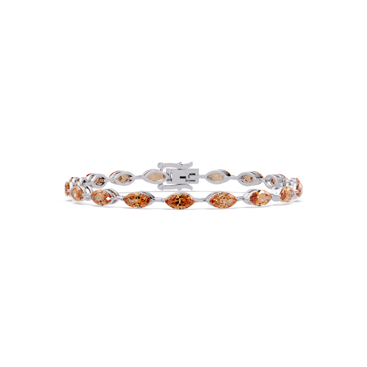 Marquise champagne topaz colorstone tennis bracelet in white gold