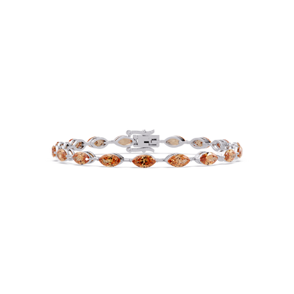 Marquise champagne topaz colorstone tennis bracelet in white gold
