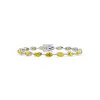 Marquise citrine yellow colorstone tennis bracelet in white gold