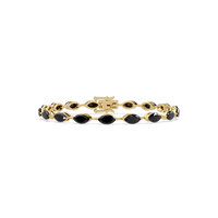 Marquise onyx colorstone tennis bracelet in yellow gold