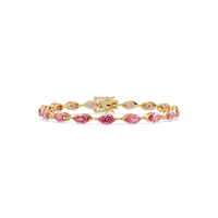 Marquise tourmaline pink colorstone tennis bracelet in yellow gold