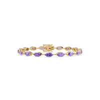 Marquise amethyst purple colorstone tennis bracelet in yellow gold