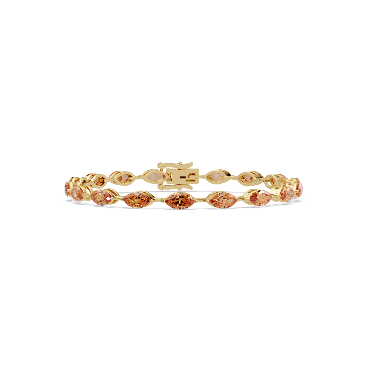 Marquise champagne topaz colorstone tennis bracelet in yellow gold