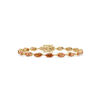 Marquise champagne topaz colorstone tennis bracelet in yellow gold