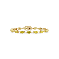 Marquise citrine yellow colorstone tennis bracelet in yellow gold