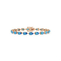 Pear-cut aquamarine blue colorstone tennis bracelet in rose gold