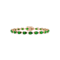 Pear-cut emerald green colorstone tennis bracelet in rose gold