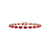 Pear-cut ruby red colorstone tennis bracelet in rose gold