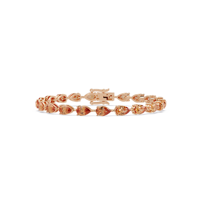 Pear-cut champagne topaz colorstone tennis bracelet in rose gold